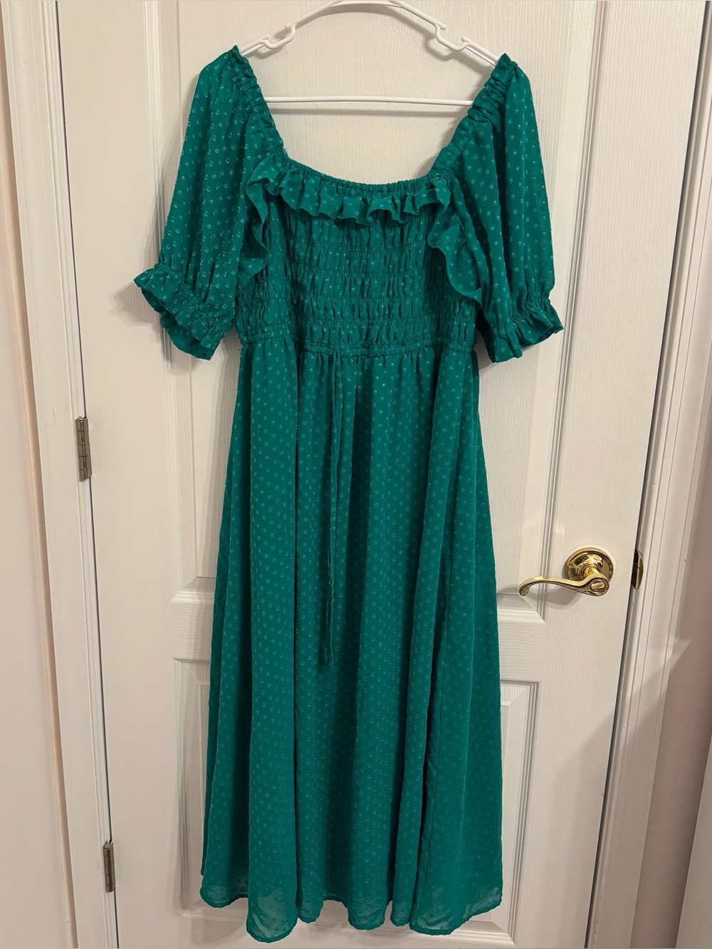 Indigo Rose Green Polka Dot Puff-Sleeve Maxi Dress Size Petite XL